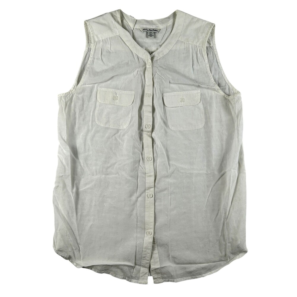 American Eagle Outfitters Blouse Womens Medium White Polka Dot Button Sleeveless